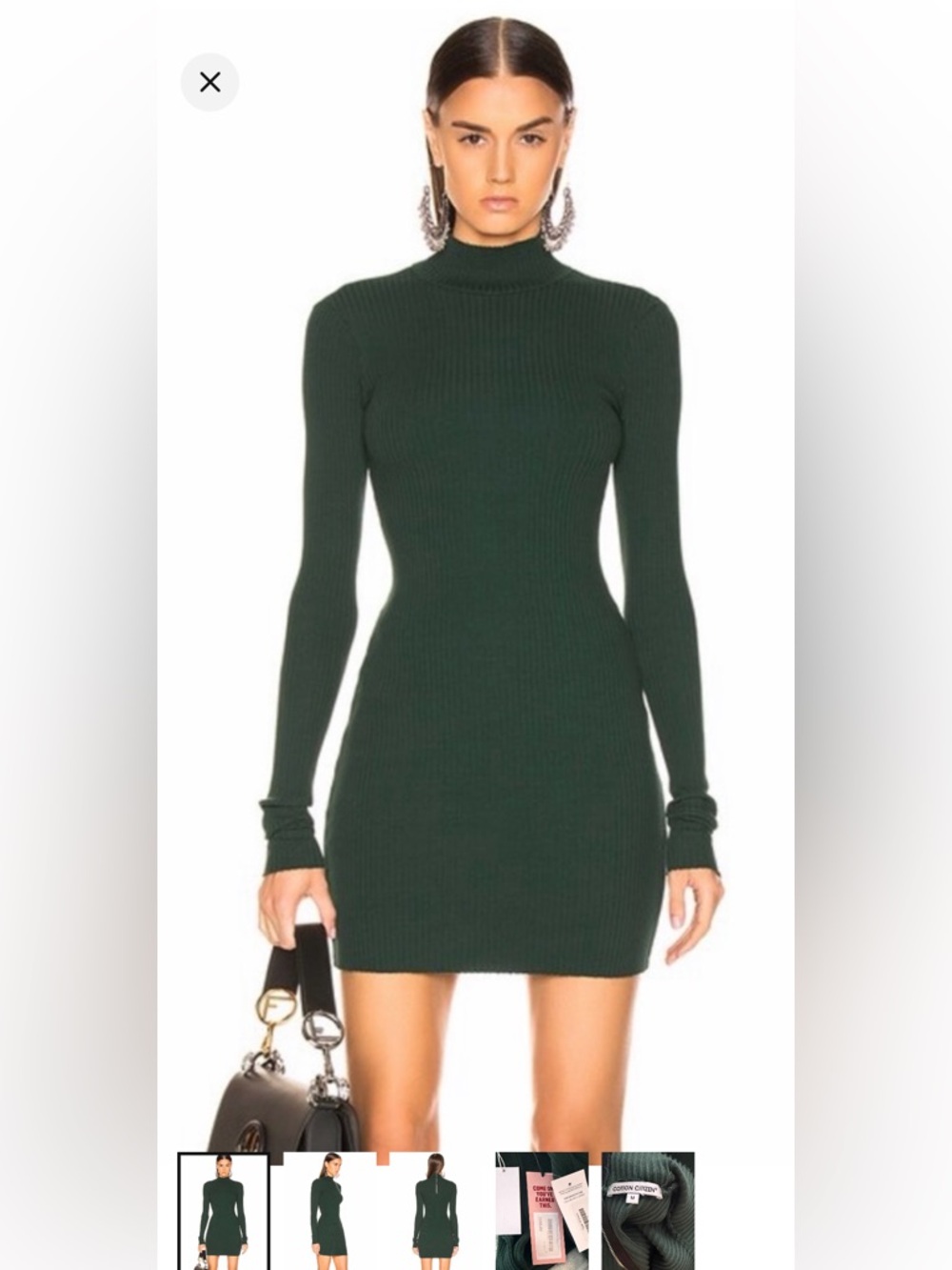 Cotton Citizen Ibizia Long Sleeve Ribbed Mock-Neck Bodycon Dress in Black